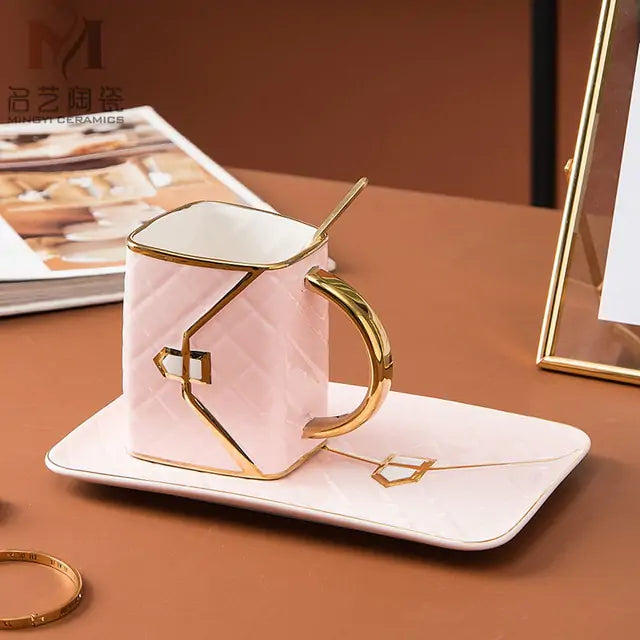 Ceramic Coffee Cup Saucer Spoon Set | Rowkoly