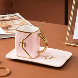 Ceramic Coffee Cup Saucer Spoon Set | Rowkoly